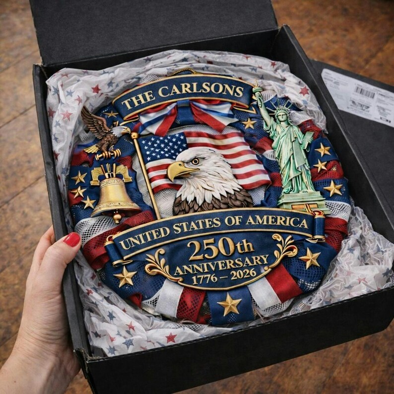 ❤️🇺🇸 Veteran Handmade Patriotic Wood Wreath – 1776–2026 America 250