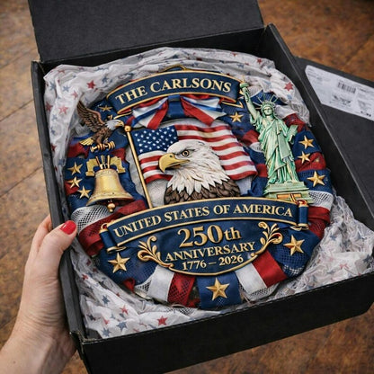 ❤️🇺🇸 Veteran Handmade Patriotic Wood Wreath – 1776–2026 America 250