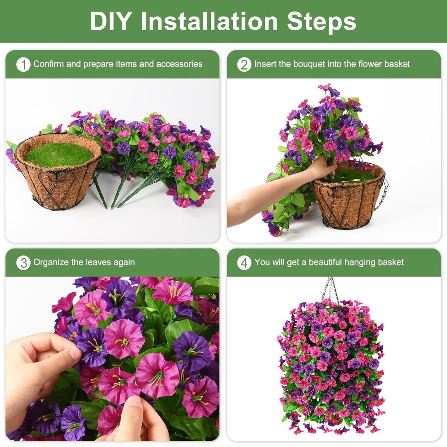 UV Resistant Hanging Artificial Morning Glory Vine