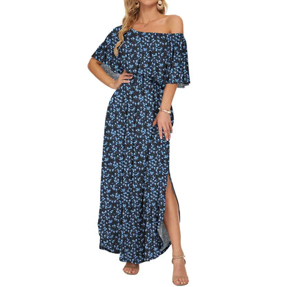 🔥Summer Hot Sale 50% OFF🔥Women's Off The Shoulder Dress Wedding Guest Dress Summer Casual Long Ruffle Party Side Split Beach Maxi Dresses