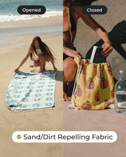 ⏰LAST DAY $20 OFF - 🏖️ 2-in-1 Turkish Cotton Towel Bag with Inner Zip Pocket & Sand-Repelling Fabric