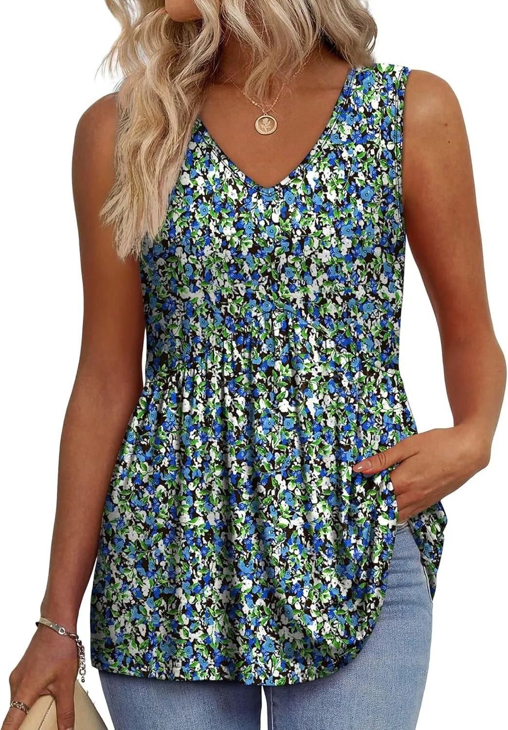 🔥🔥Last Day 50% OFF🔥2026 Women's Flowy Peplum Tank Top – V Neck Sleeveless Stretchy Summer Top