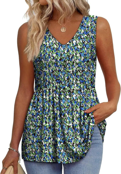 🔥🔥Last Day 50% OFF🔥2026 Women's Flowy Peplum Tank Top – V Neck Sleeveless Stretchy Summer Top
