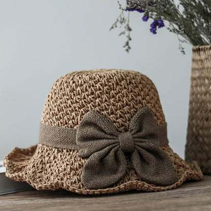 🔥Summer Special !✨Straw Hat with Retro Bow – Foldable & Breathable for Summer