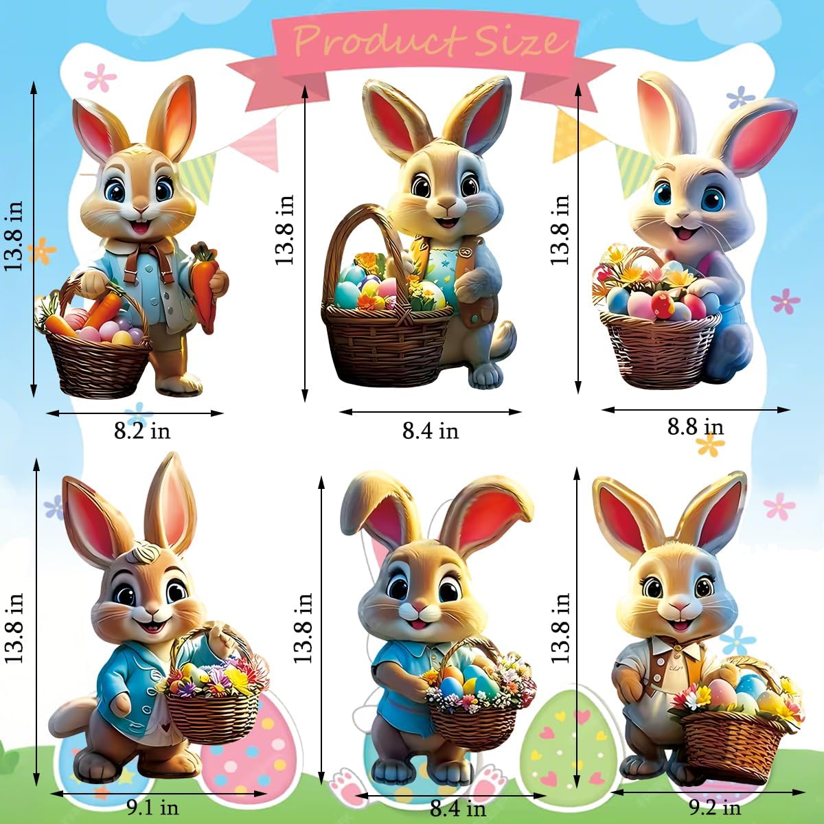 🐰 6PCS Easter Bunny Yard Sign Set