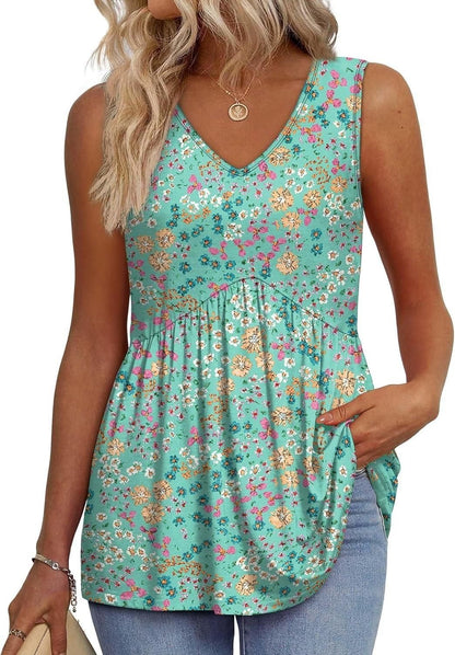 🔥🔥Last Day 50% OFF🔥2026 Women's Flowy Peplum Tank Top – V Neck Sleeveless Stretchy Summer Top