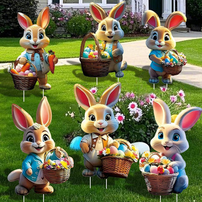 🐰 6PCS Easter Bunny Yard Sign Set