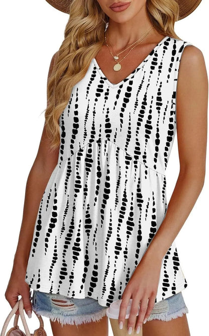 🔥🔥Last Day 50% OFF🔥2026 Women's Flowy Peplum Tank Top – V Neck Sleeveless Stretchy Summer Top