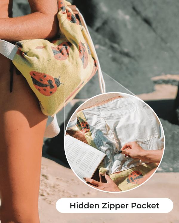 ⏰LAST DAY $20 OFF - 🏖️ 2-in-1 Turkish Cotton Towel Bag with Inner Zip Pocket & Sand-Repelling Fabric