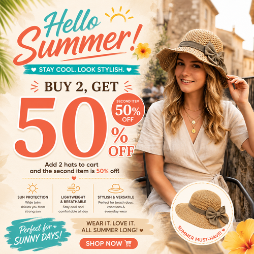 🔥Summer Special !✨Straw Hat with Retro Bow – Foldable & Breathable for Summer