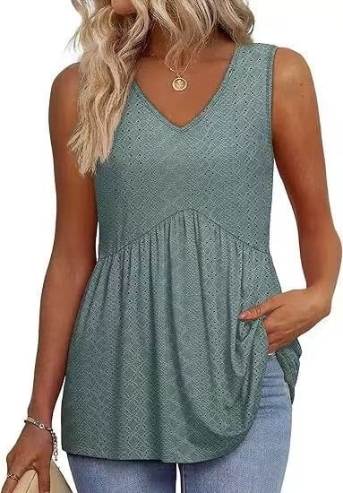 🔥🔥Last Day 50% OFF🔥2026 Women's Flowy Peplum Tank Top – V Neck Sleeveless Stretchy Summer Top