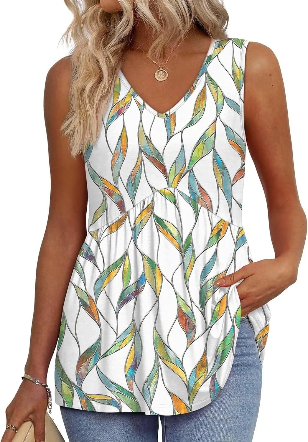 🔥🔥Last Day 50% OFF🔥2026 Women's Flowy Peplum Tank Top – V Neck Sleeveless Stretchy Summer Top