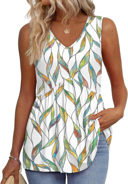 🔥🔥Last Day 50% OFF🔥2026 Women's Flowy Peplum Tank Top – V Neck Sleeveless Stretchy Summer Top