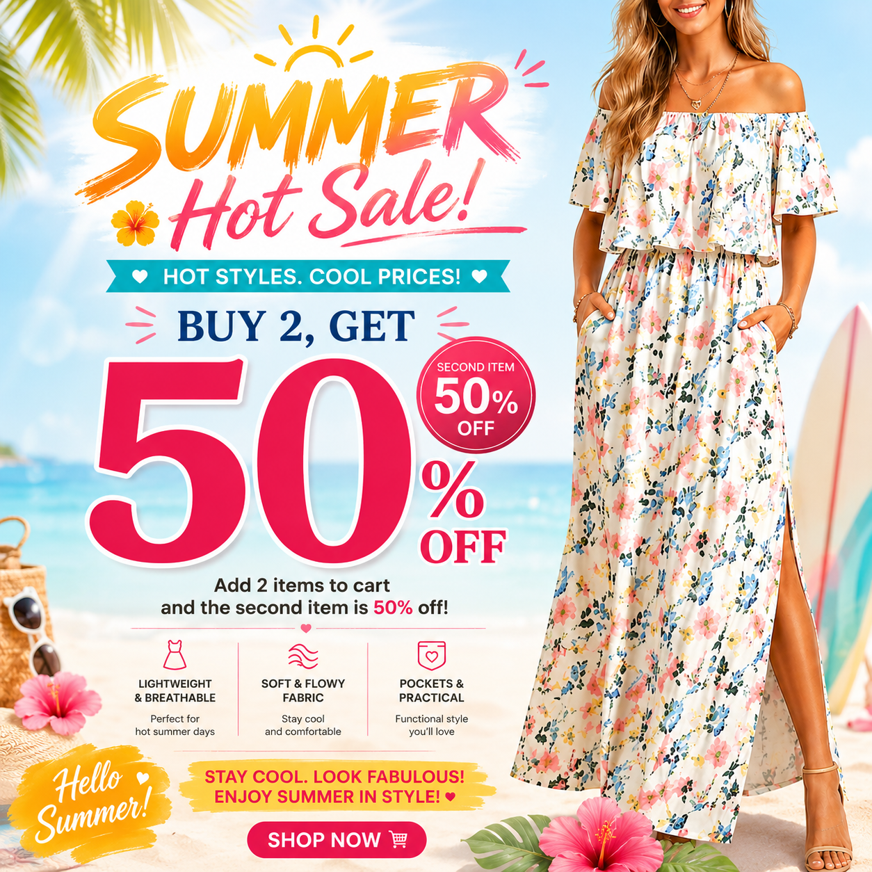 🔥Summer Hot Sale 50% OFF🔥Women's Off The Shoulder Dress Wedding Guest Dress Summer Casual Long Ruffle Party Side Split Beach Maxi Dresses