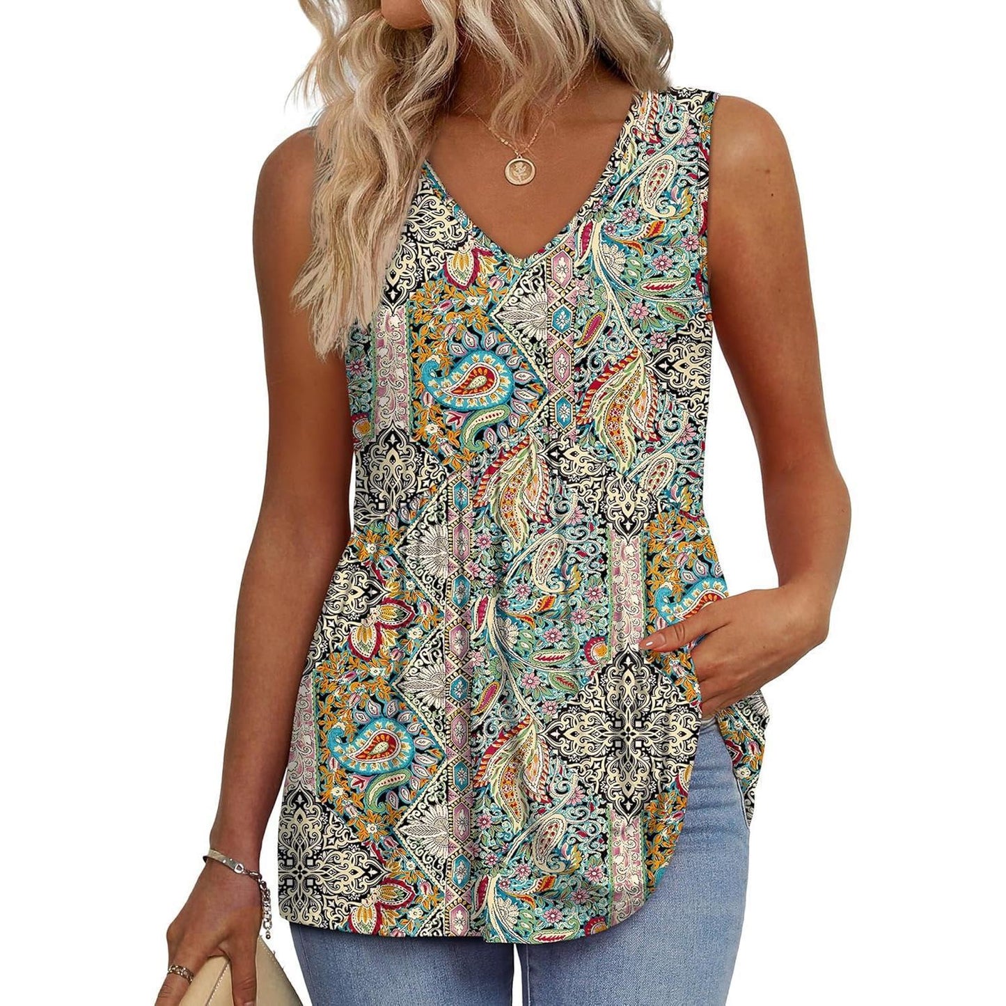 🔥🔥Last Day 50% OFF🔥2026 Women's Flowy Peplum Tank Top – V Neck Sleeveless Stretchy Summer Top
