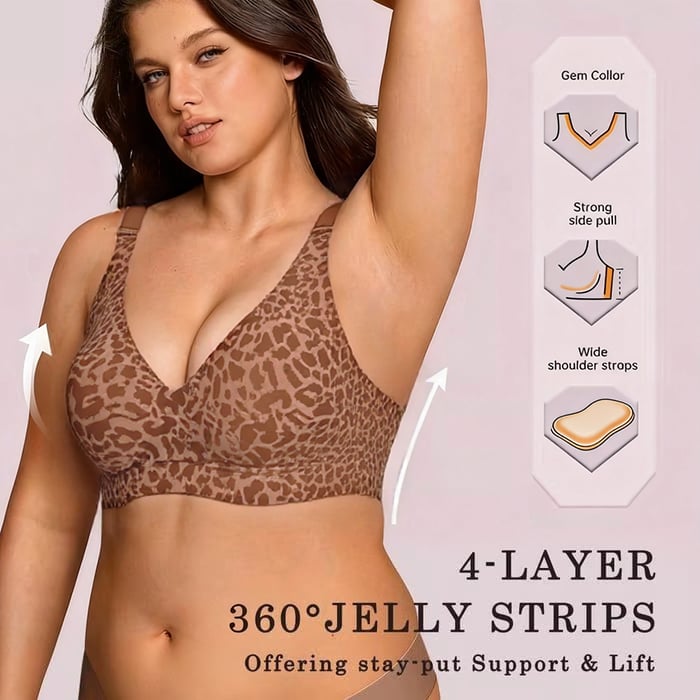 🏆Mother's Day SALE 49% OFF 🔥Super Firming Leopard Print Jelly  Bra | Women Wirefree Bras 👍No More Sagging Breasts