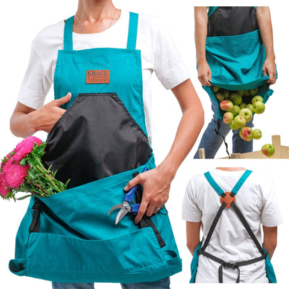 💖Mother's Day Hot Sale 50% OFF 🌱Cross Back Gardening Apron With Deep Kangaroo Release Pockets